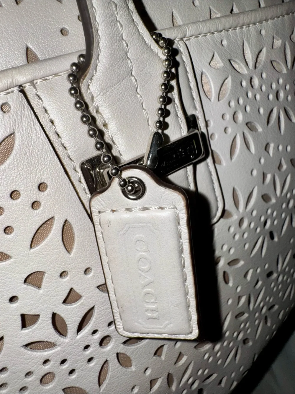 COACH Taylor Eyelet Chalk Leather Tote Satchel 2014 -  #27391 - GUC